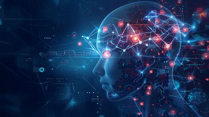 A mesmerizing artistic representation showcasing the seamless integration of Artificial Intelligence (AI) in health management. The image features abstract elements and futuristic designs, i