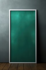 blank frame in Emerald backdrop with Emerald wall, in the style of dark gray