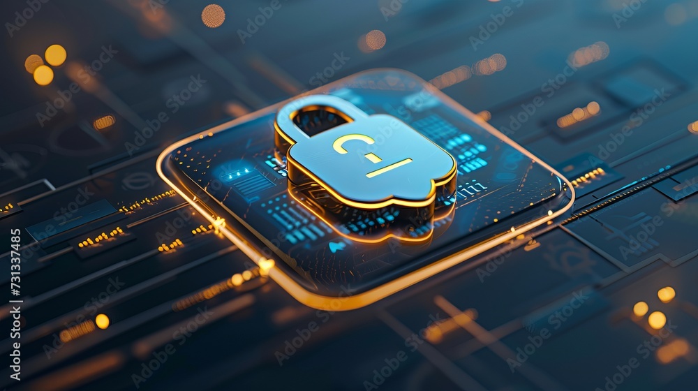 Poster secure cloud data stream with encryption symbols, dynamic composition, dramatic elements, copy space