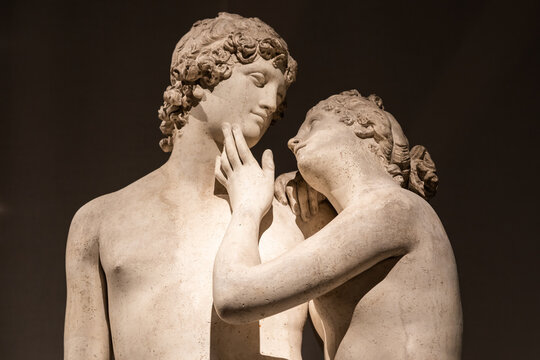 Venus and Adonis, by Antonio Canova, 1822. Classic statue, concept of love, romance, beauty
