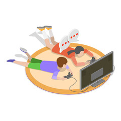 3D Isometric Flat  Set of Video Game Scenes. Item 3