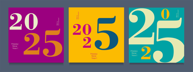 2025 Creativity Geometric Celebration of Happy New Year and Merry Christmas. Abstract Typography for Vibrant Advertising, Web Delights, Social Media Sparks, Banners, Covers, Posters.