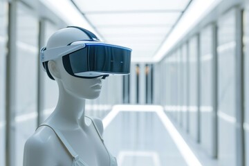 Virtual Reality goggles on mannequin mockup. Technology concept. Generative AI