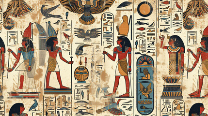 Explore the captivating world of ancient Egypt with this mesmerizing seamless pattern featuring...