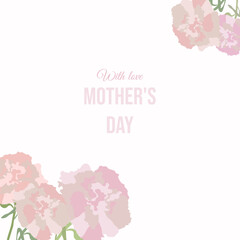 Delicate carnations against a background of lightness and warmth, a card illustration that embodies the love and appreciation for the most dear mom