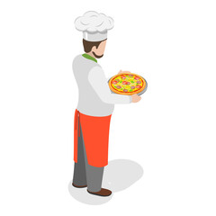 3D Isometric Flat  Illustration of Italian Chef. Item 2