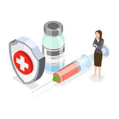 3D Isometric Flat  Illustration of Human Papillomavirus Prevention. Item 1