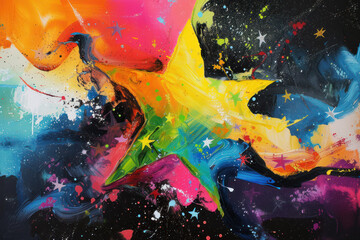 Unique, colorful abstraction with a star