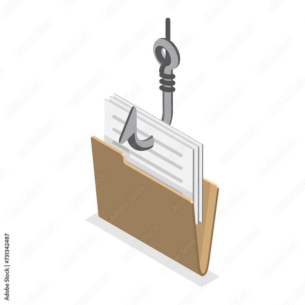 Poster 3d isometric flat set of hacker icons. item 9