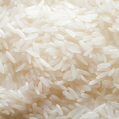 A close-up image capturing the delicate and pure essence of uncooked jasmine rice, known for its fragrant aroma and fluffy texture upon cooking
