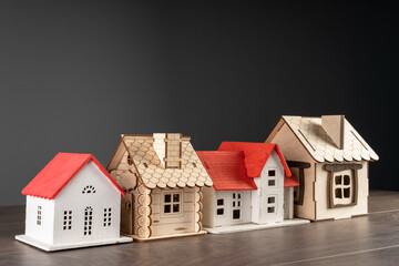 House mockups on black background, construction concept