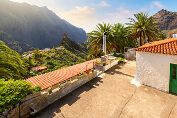 The rugged, high altitude mountain village of Masca, Spain, on the Canary island of Tenerife, a...