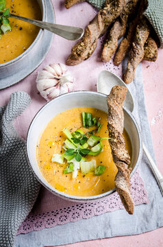 French garlic soup in a bowl