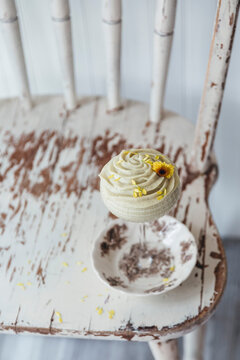 Vanilla mousse on a chair