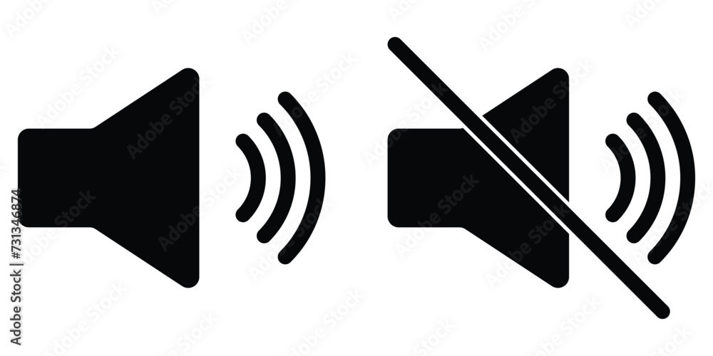 Aufkleber audio speaker volume on line art icon set for apps and websites. simple mute silent speaker sound lo