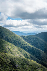 Naklejka premium mountains with clouds