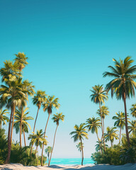 Fototapeta na wymiar Lush Summer Palm Leaves, Vibrant Green Nature Background