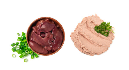 Meat Paste Isolated, Tuna Pate Smear, Chopped Liver Mousse, Fish Paste on White