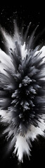 Charcoal Explosion: Abstract Black and White Powder Burst with Isolated Splatter - Dynamic Carbon Pattern, Explosive Design, and Dark Elegance for Templates, Wallpapers, and Backgrounds