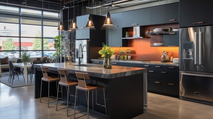 Urban Loft Kitchen: Sleek Lines, Bold Accents, and Sophisticated Style