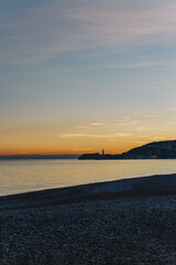 Amazing view of an Adriatic sea on a sunset near Budva, Montenegro. Travel destination in Montenegro.