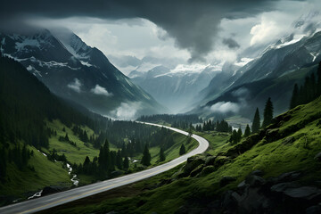 Alpine Road, road iin the mountains, mountain alpine road