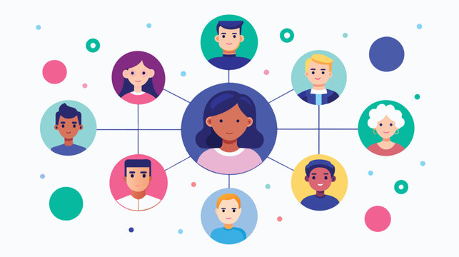 Group of Peoples Avatars Surrounded by Circles