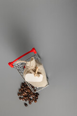 Shopping cart with food to do business