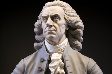Jonathan Edwards marble statue. Was a prominent preacher and theologian during the Great Awakening in colonial America, known for his influential sermons like Sinners in the Hands of an Angry God.