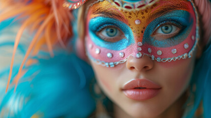 Fototapeta premium portrait of a woman in carnival mask