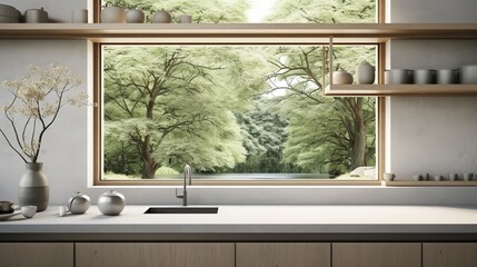 Serene Zen Kitchen: Minimalist Design Blended with Organic Elegance