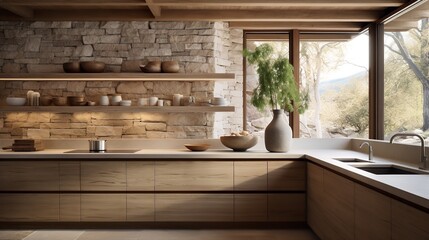 Serene Zen Kitchen: Minimalist Design Blended with Organic Elegance