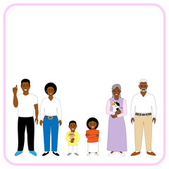 A black family with white background.