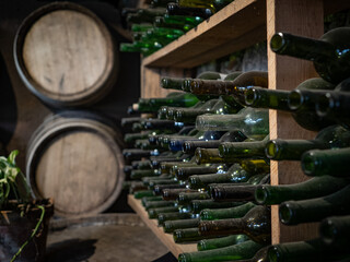The old and vintage wine cellar.