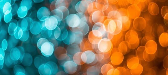 Abstract bokeh background in mint green, peach orange, and white silver colors for design