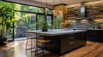 Serene Zen Kitchen: Minimalist Design Blended with Organic Elegance