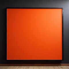 blank frame in Orange backdrop with Orange wall, in the style of dark gray and gray