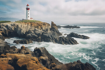 Beach lighthouse, lighthouse, beach with lighthouse, cliff