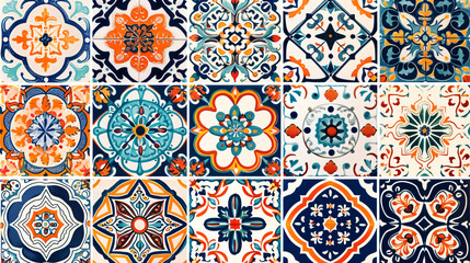 Beautifully crafted hand-painted ceramic tiles with intricate Mediterranean designs exuding a vibrant and exotic charm. Create a mesmerizing ambiance with this seamless pattern for your home