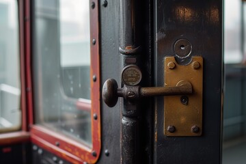 Close Up of a Door Handle on a Train