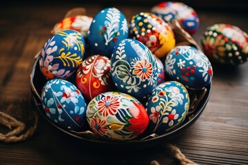 Joyful easter egg creation by family and children, handmade holiday decorations and traditions