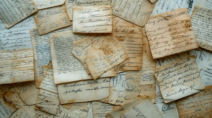 Fototapeta na wymiar A mesmerizing seamless pattern of vintage, handwritten love letters that encapsulates the essence of romance and the lost art of correspondence. Each delicate stroke tells a tale of affectio