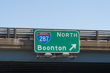 highway exit sign for Interstate 287 North toward Boonton, New Jersey