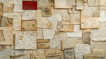Fototapeta na wymiar A mesmerizing seamless pattern of vintage, handwritten love letters that encapsulates the essence of romance and the lost art of correspondence. Each delicate stroke tells a tale of affectio