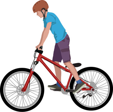 boy on MTB bike, vector illustration