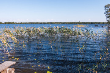 view of the old Pier and Lake Onega. Karelia. Russia. Beautiful landscape
