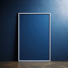 blank frame in Sapphire backdrop with Sapphire wall, in the style of dark gray