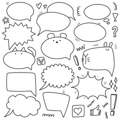 Hand-drawn speech bubble with empty space. Talk bubble in the shape of cute animals. Suitable for expressing emotions, decorating your craft, flyer, etc.