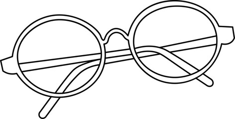Round Glasses Outline Illustration Vector