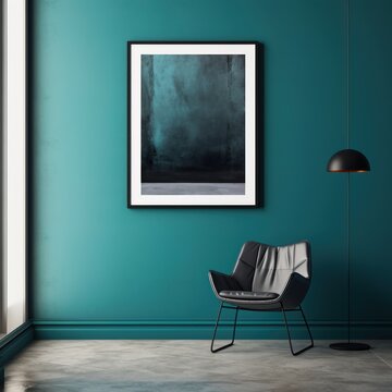 blank frame in Teal backdrop with Teal wall